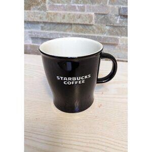 Starbucks Bone China Coffee Mug Black White Embossed Letters, 16 fl oz